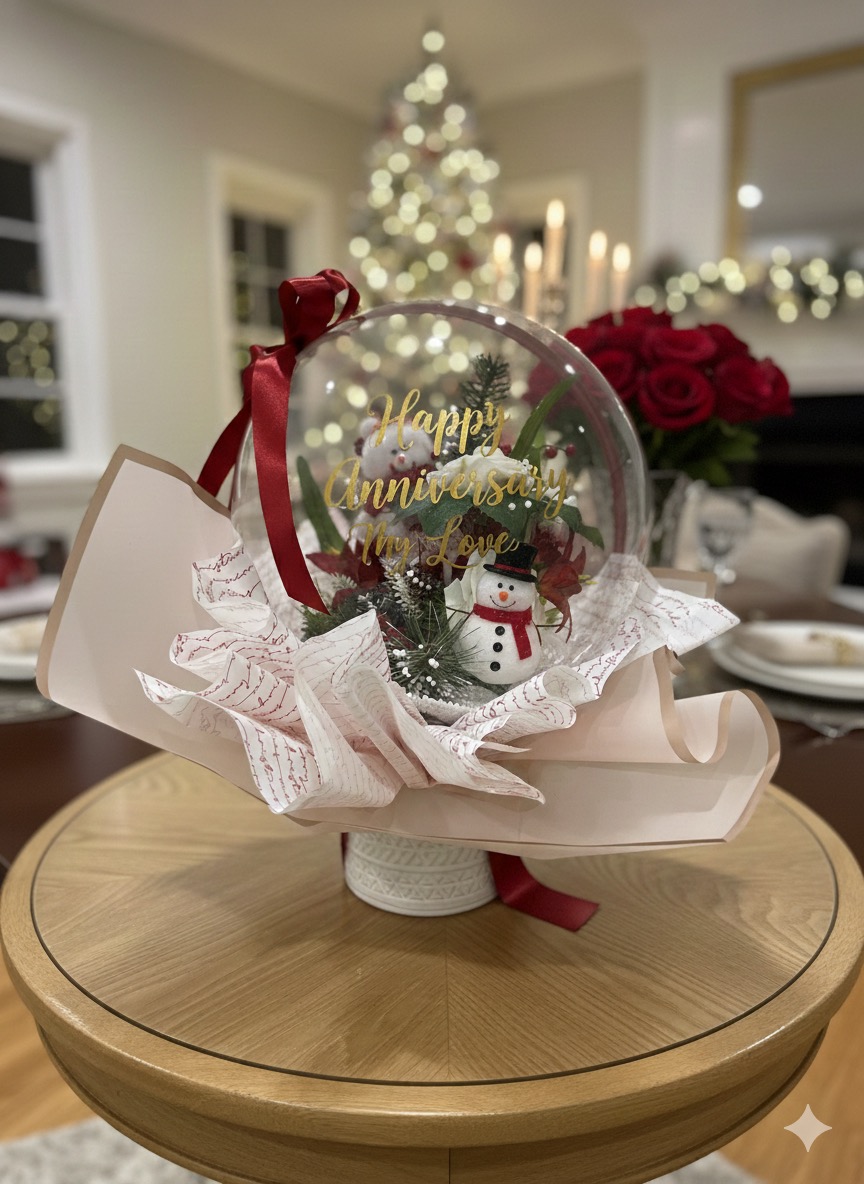 Happy Anniversary petal dome